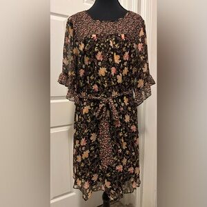 LC Lauren Conrad Pink and Orange Ruffled Tiered Sundress